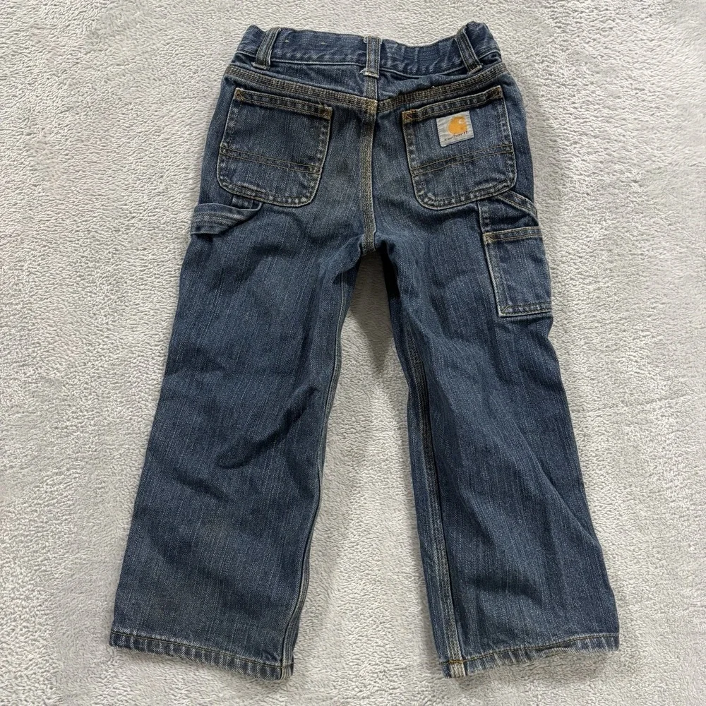 Carhartt Jeans Boys Youth 4 Dark Wash Blue Denim Relaxed Fit Straight Leg